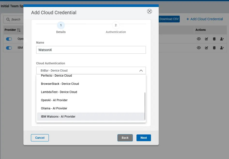 adding cloud credentials
