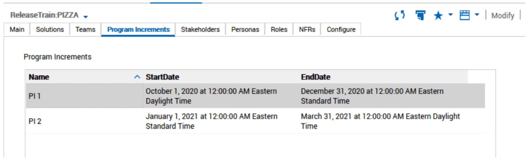 program increments