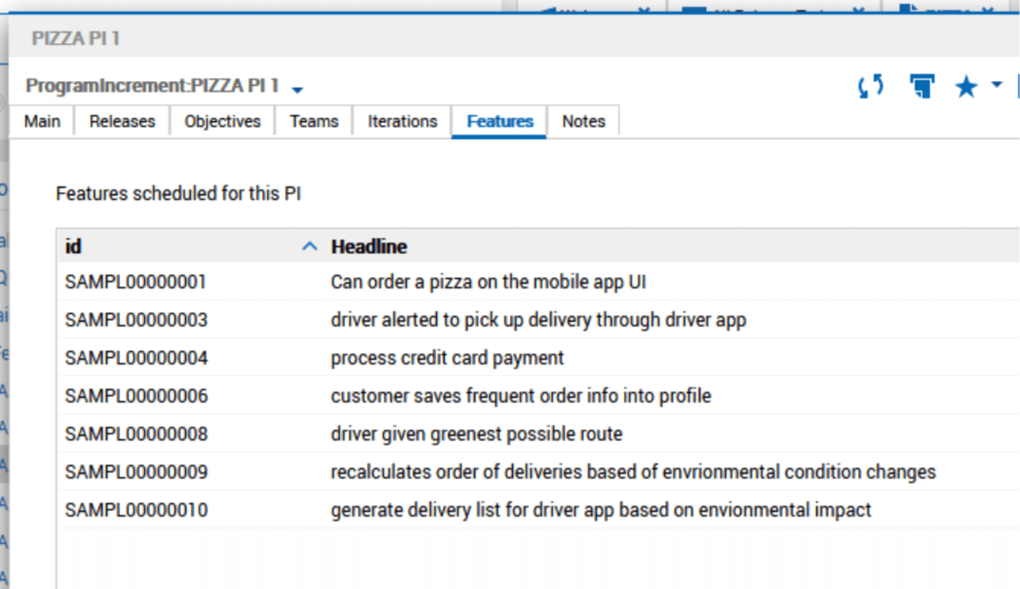program increment features