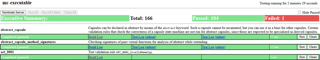 Node.js test runner script for regression testing in Model RealTime
