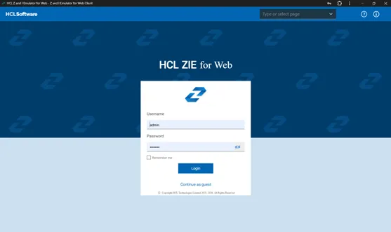 HCL ZIE for Web login Screen