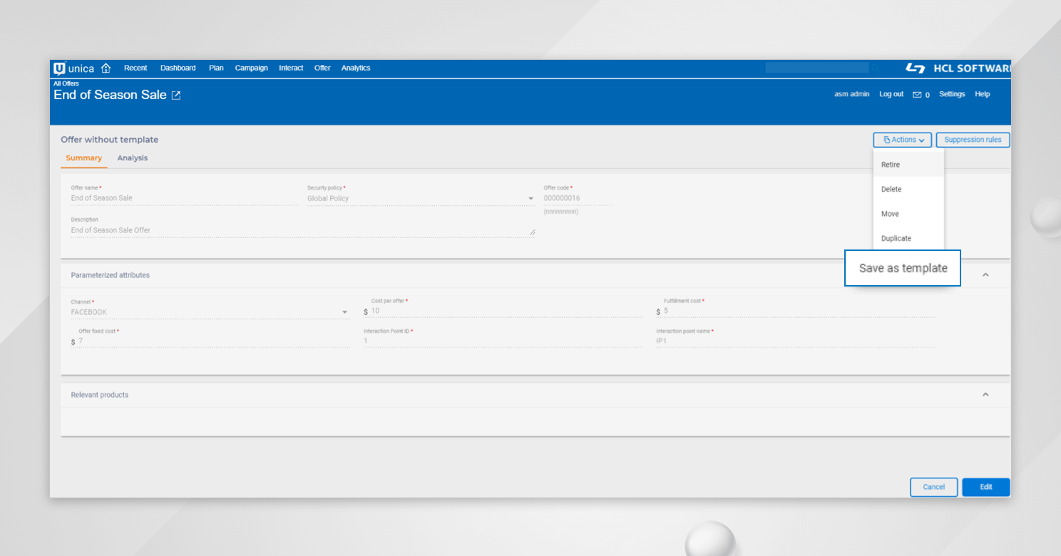 Unica Centralized Offer Management