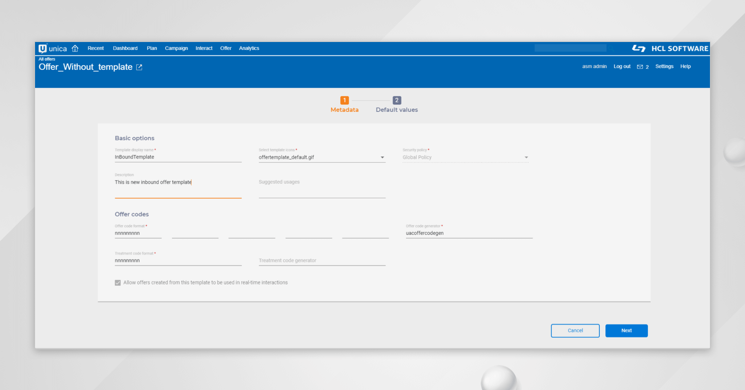 Unica Centralized Offer Management