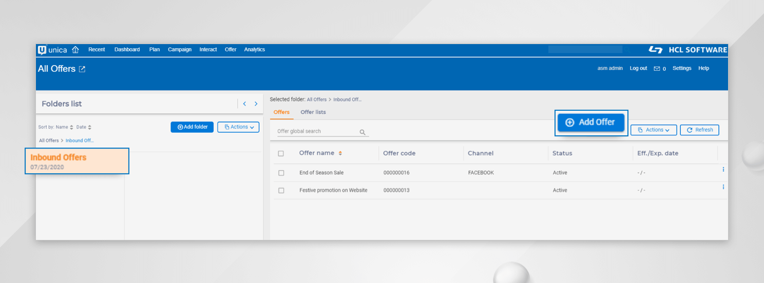 Unica Centralized Offer Management