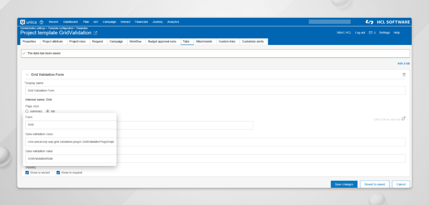 Manage TVC-Grid Validation in Unica Plan