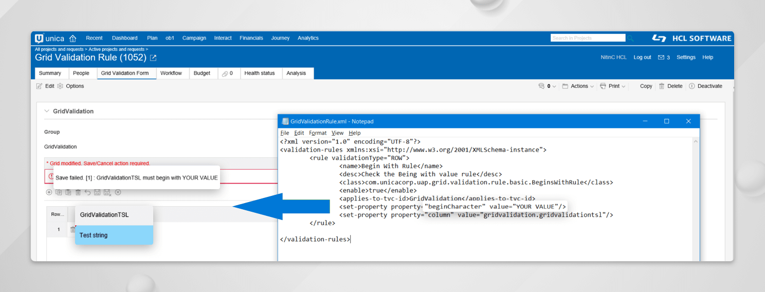 Manage TVC-Grid Validation in Unica Plan