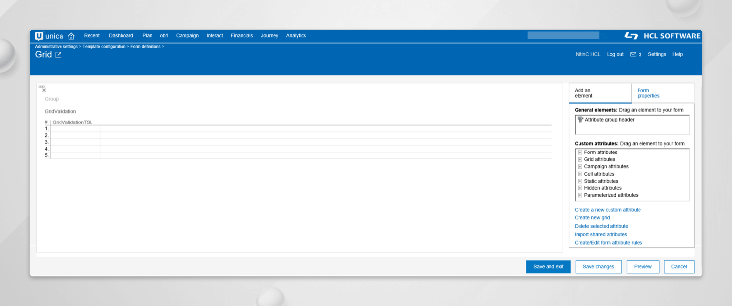 Manage TVC-Grid Validation in Unica Plan