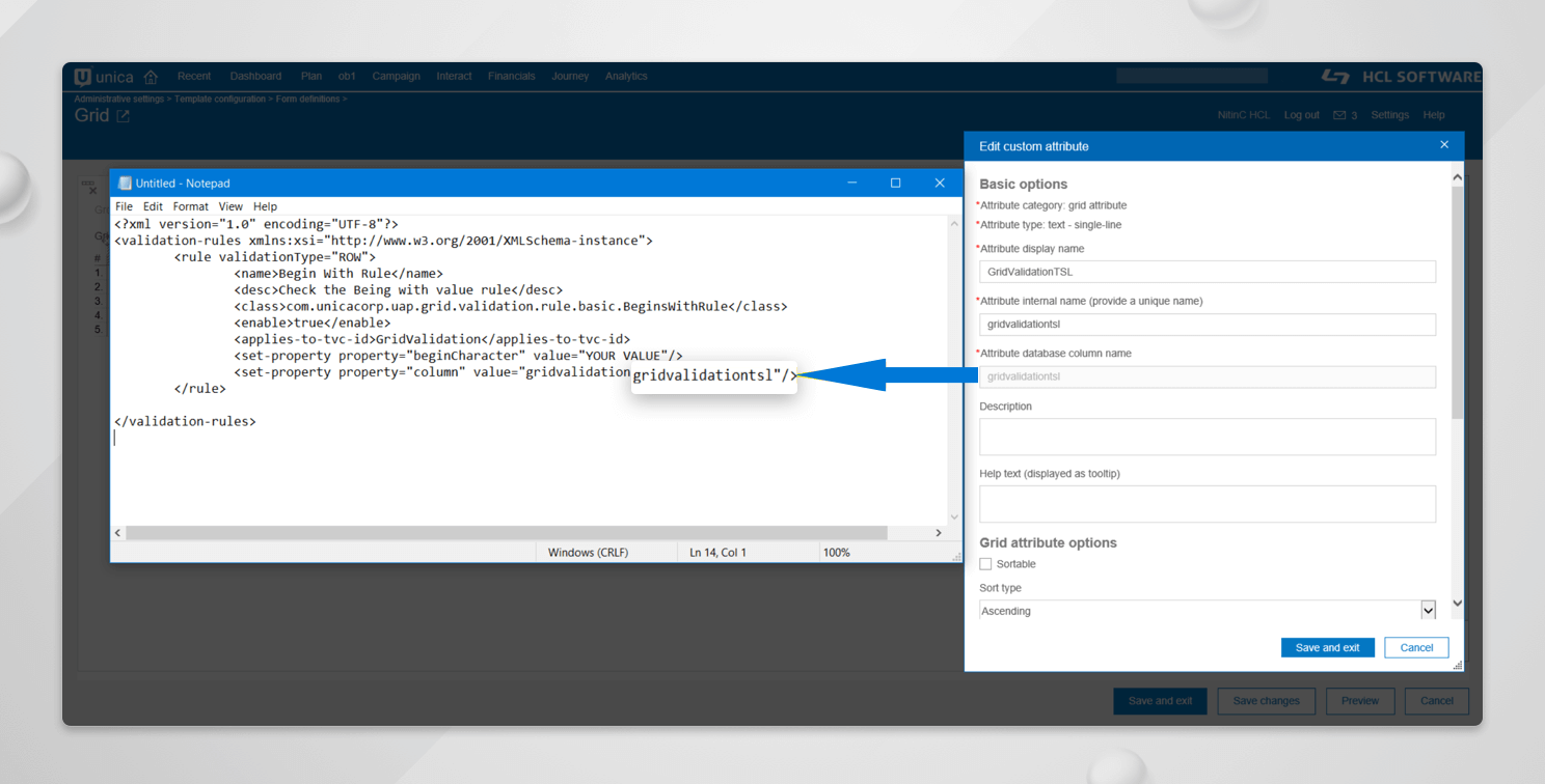 Manage TVC-Grid Validation in Unica Plan
