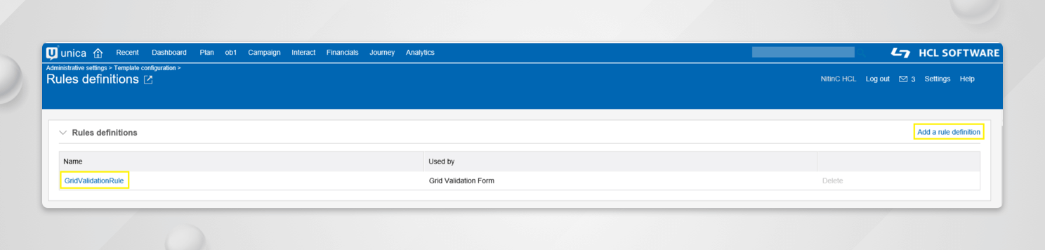 Manage TVC-Grid Validation in Unica Plan