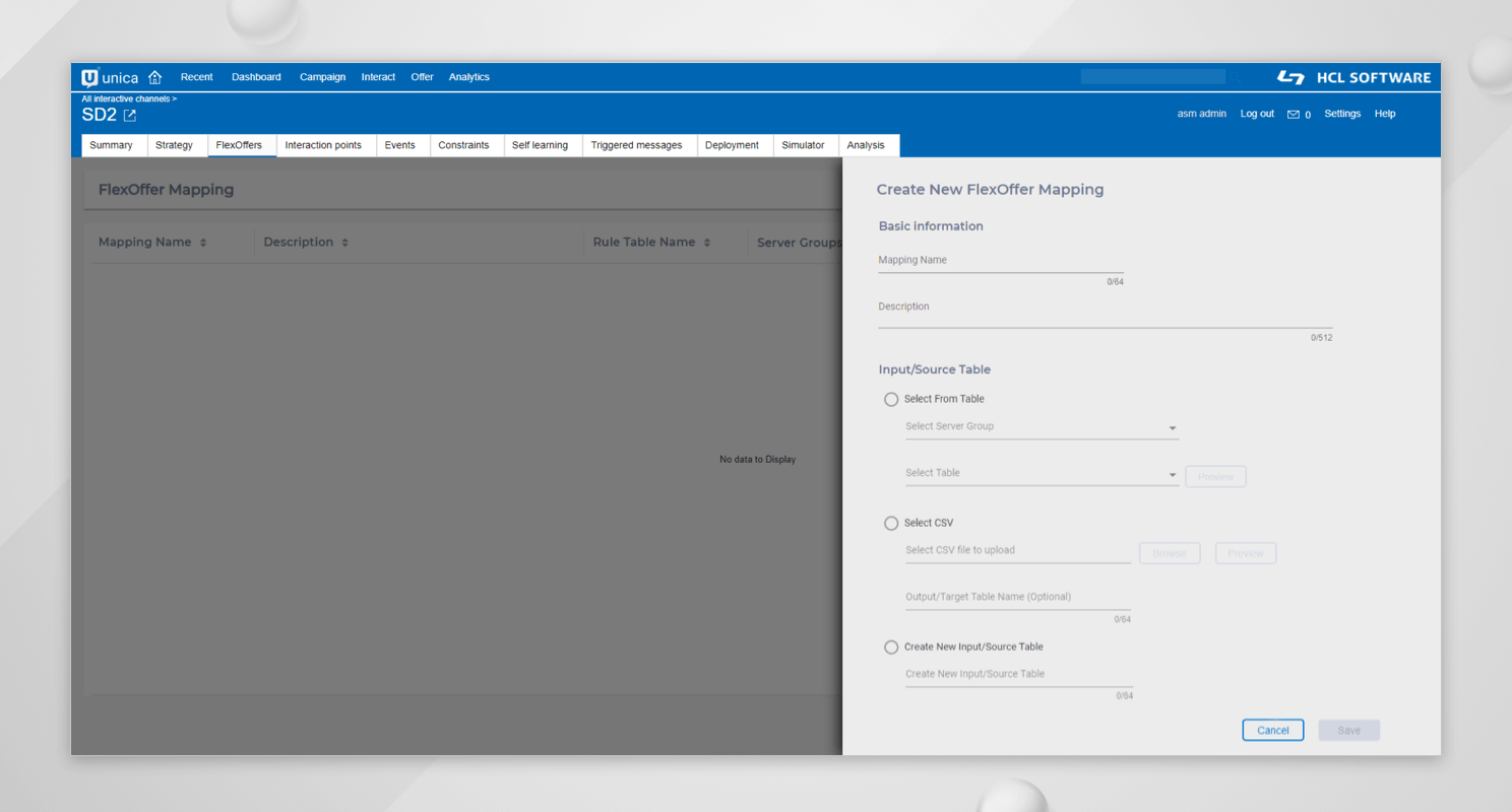 FlexOffers in Interact- Create a table