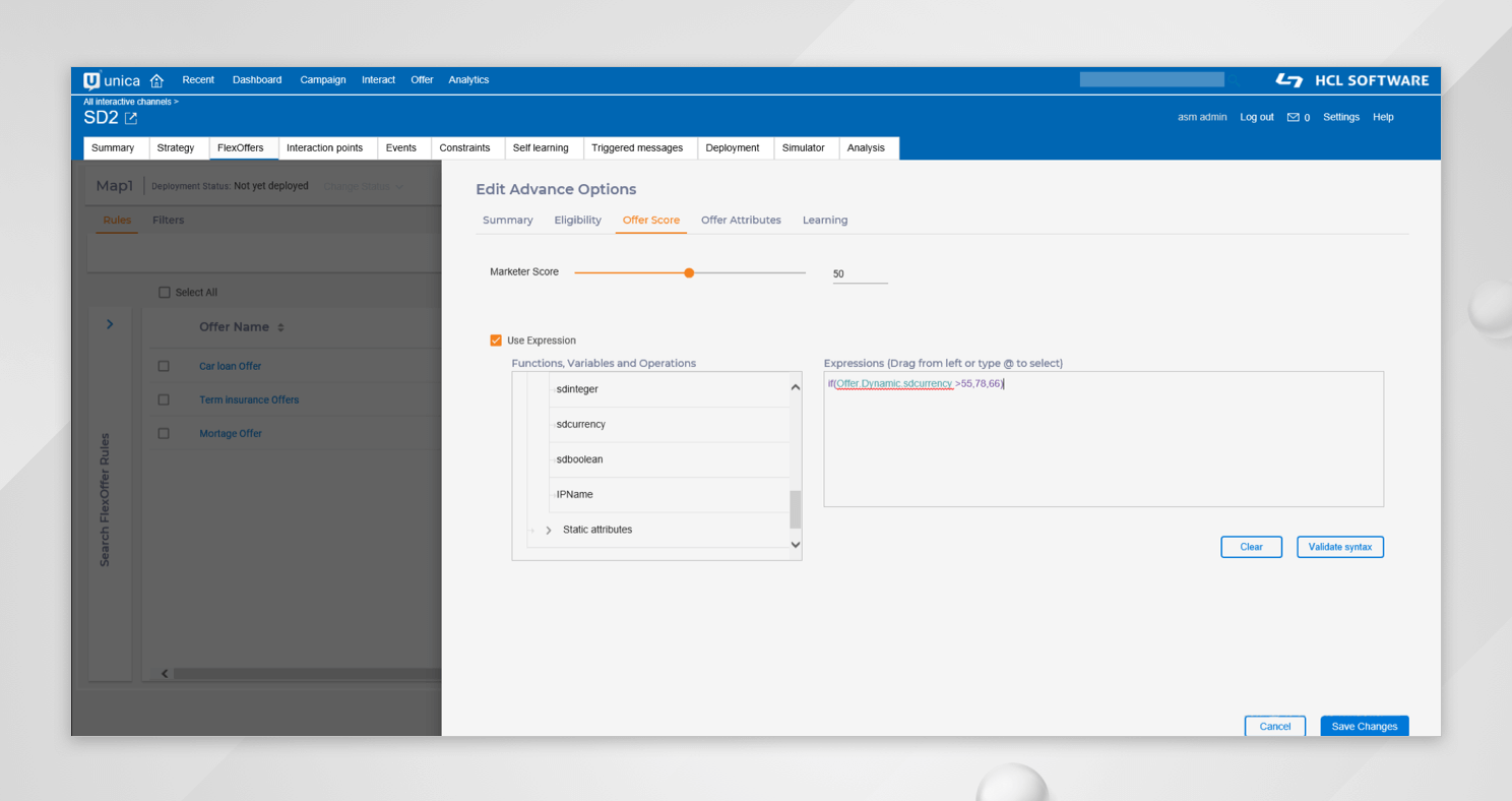 FlexOffers in Unica Interact