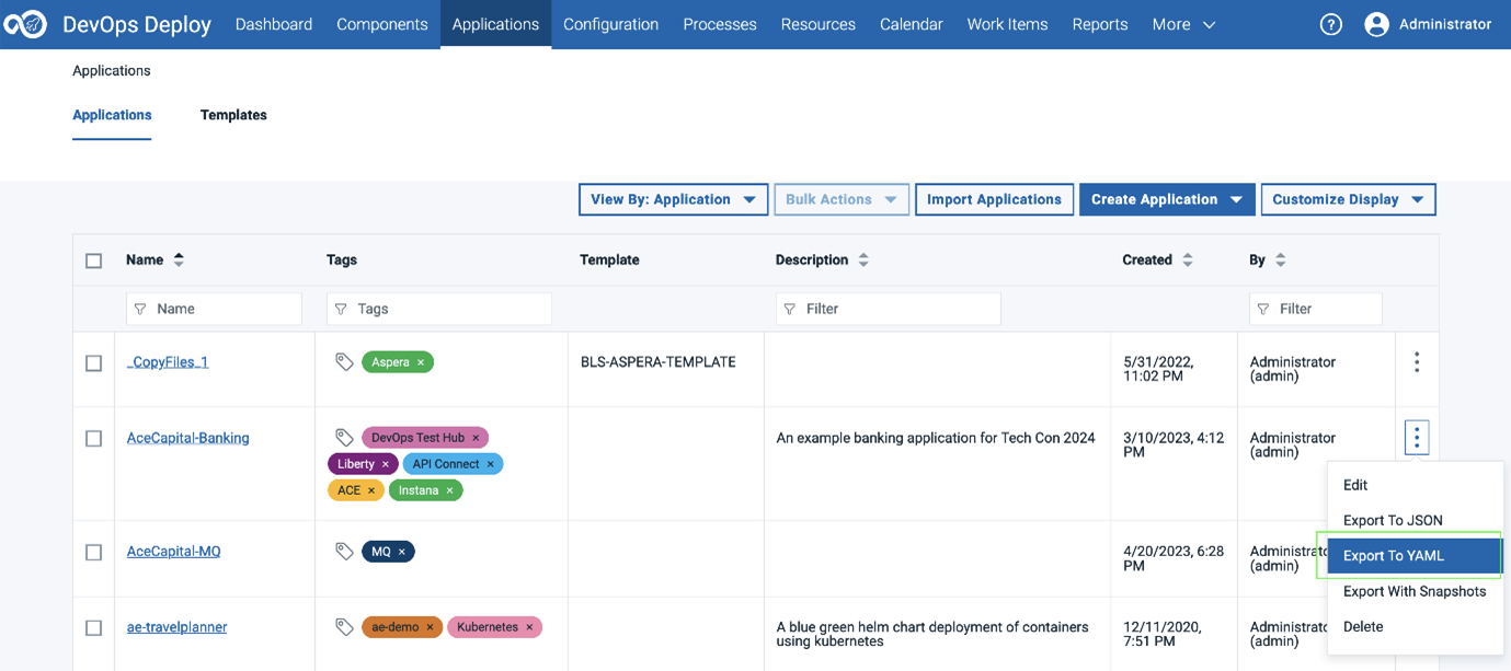 Export Objects in YAML