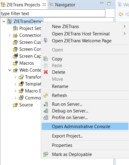 Launch ZIETrans Administrative Console