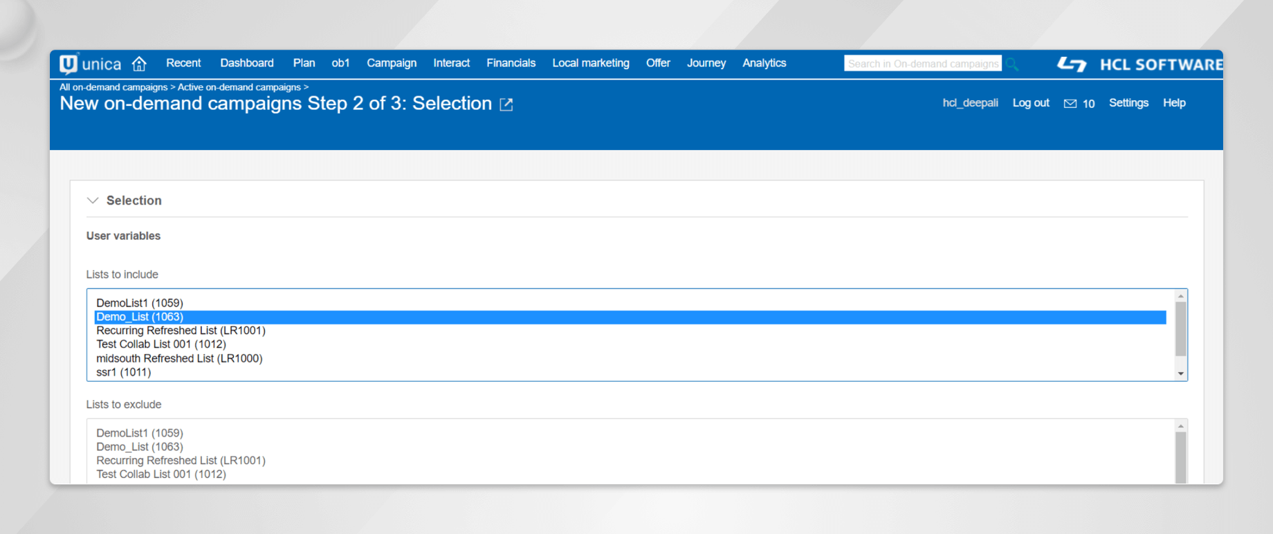 Unica Collaborate – Lists and On Demand Campaigns