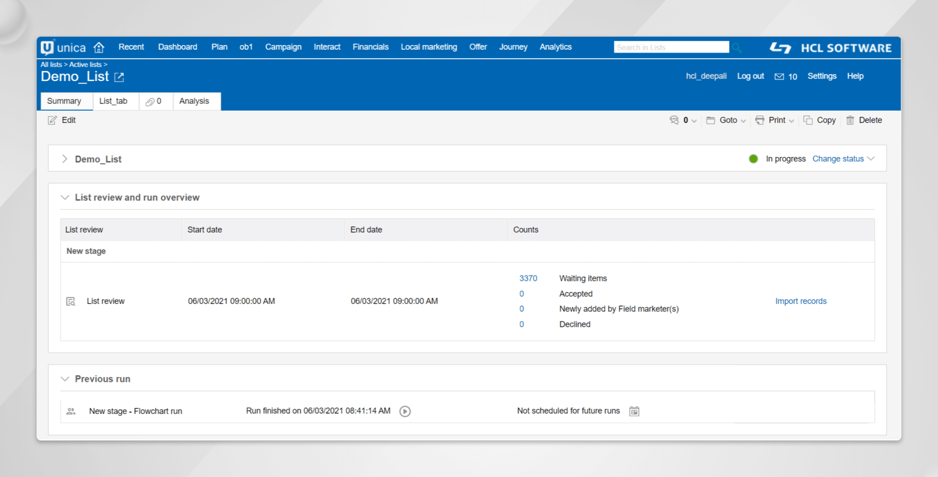 Unica Collaborate – Lists and On Demand Campaigns