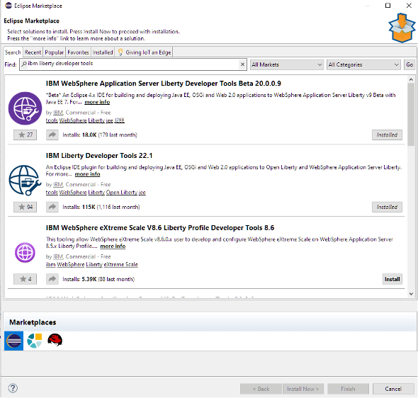 Installing IBM Liberty Tools for Eclipse