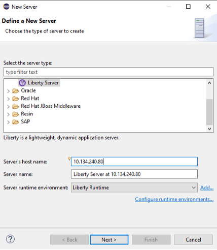 add new WebSphere server