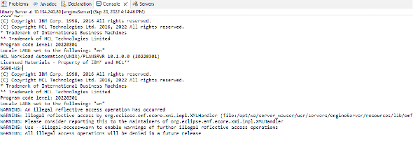 Liberty server messages log
