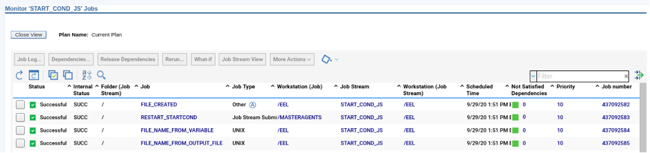 monitor the status of job stream