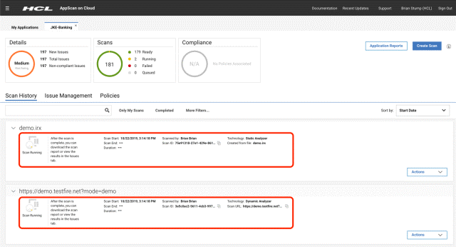 hcl launch appscan on cloud