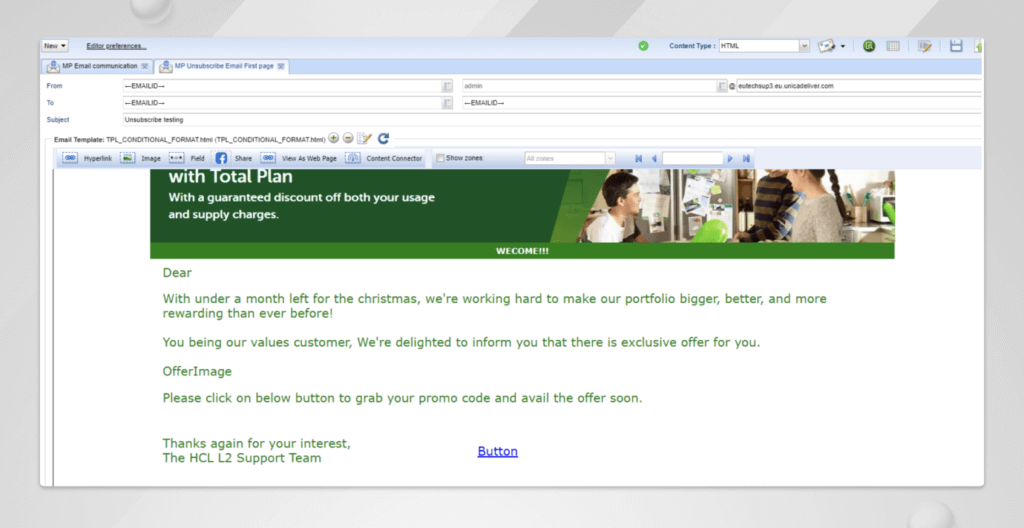 Unsubscribing Email in Unica Deliver