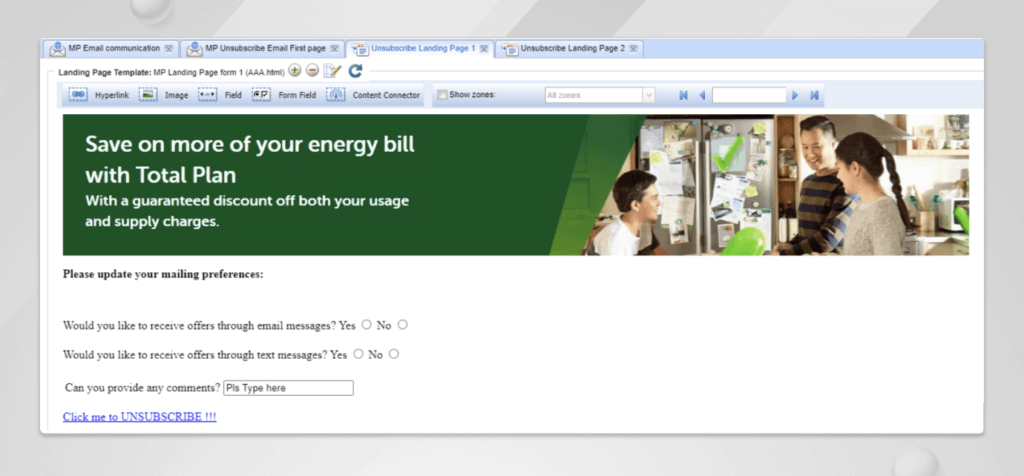 Unsubscribing Email in Unica Deliver