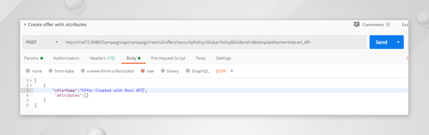 Create offer with attributes