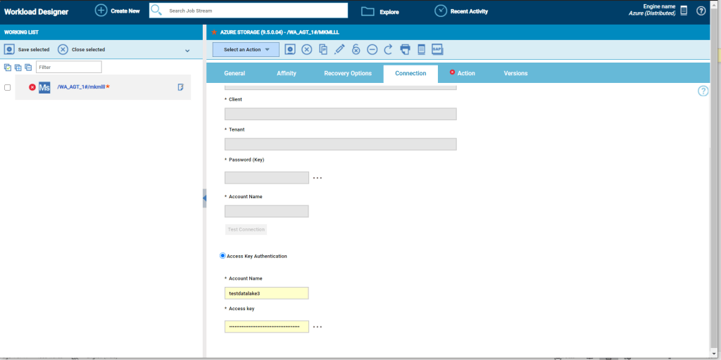 Connection Tab - Access key