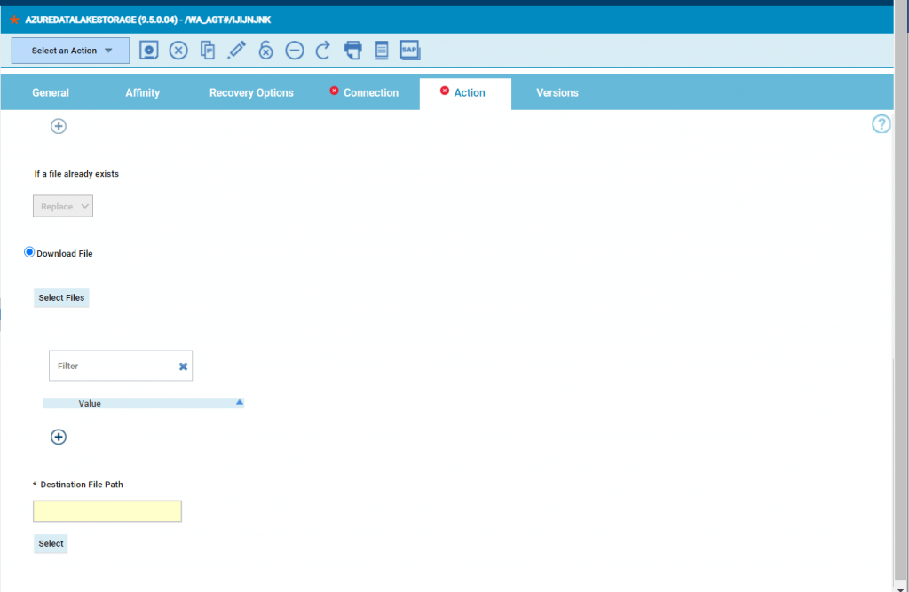 Action tab - Download