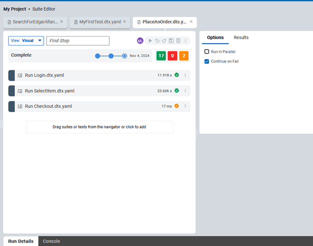 Tests can be assembled in test suites
