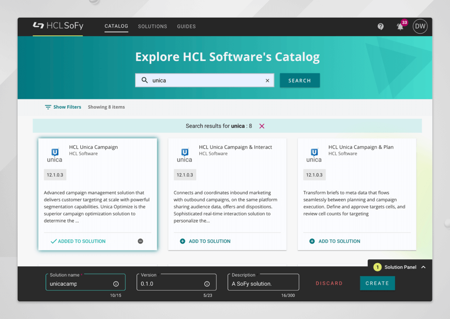 Unica is available on the HCLSoftware Solution Factory!