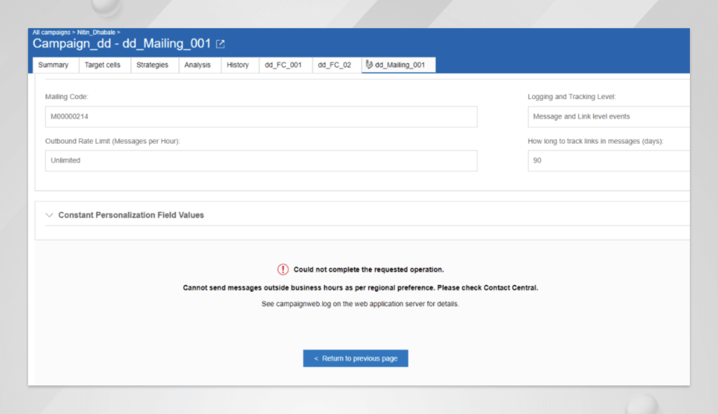 Managing preferences in Contact Central in Unica Campaign