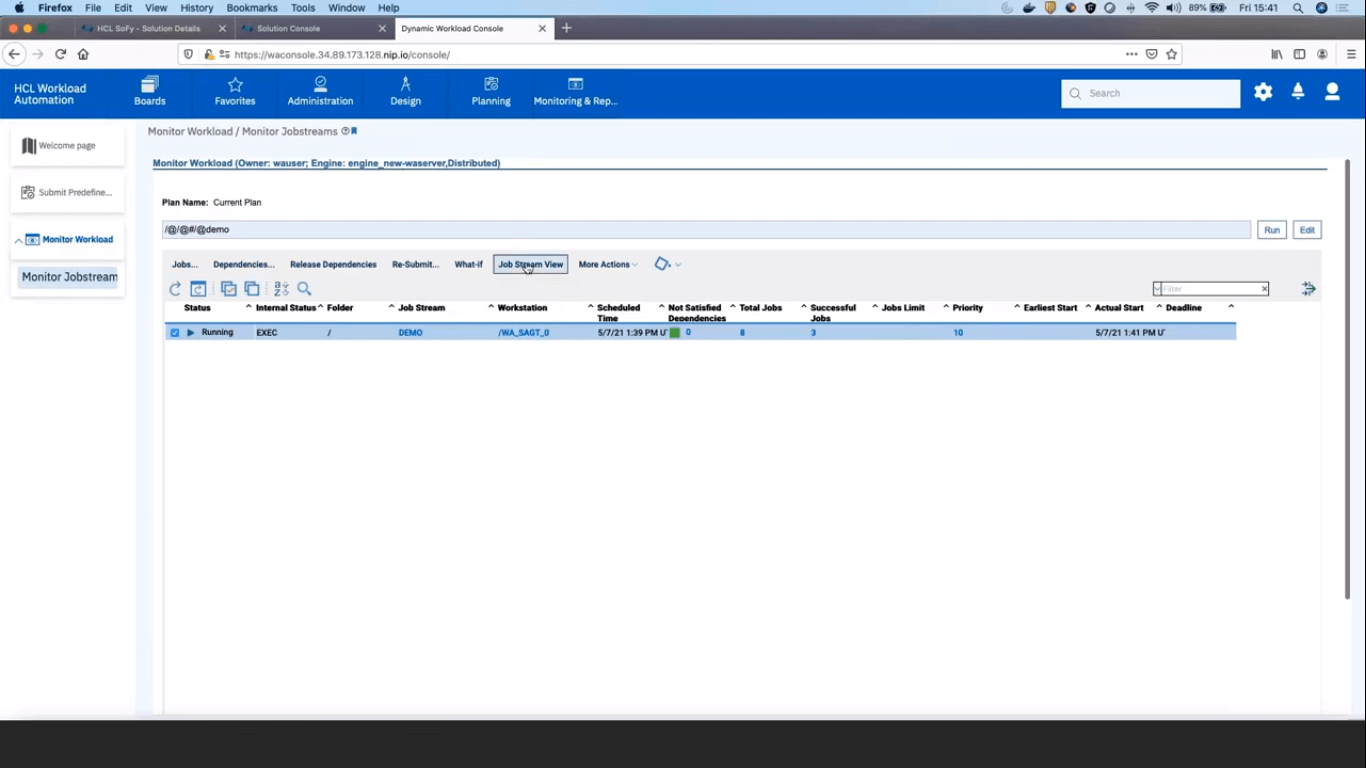 job stream executing