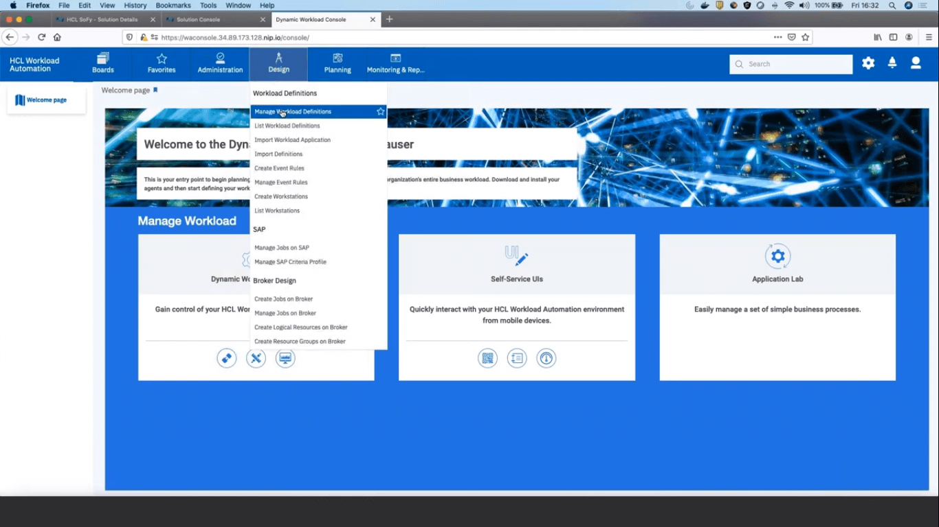 dynamic console workload definitions
