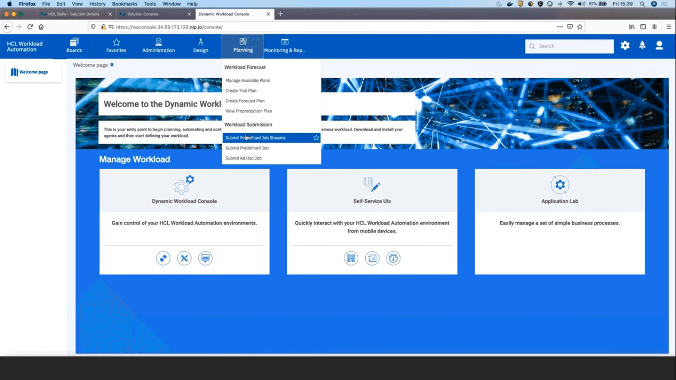 dynamic workload console
