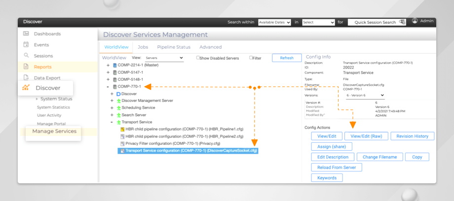 Unica Discover - Manage Services